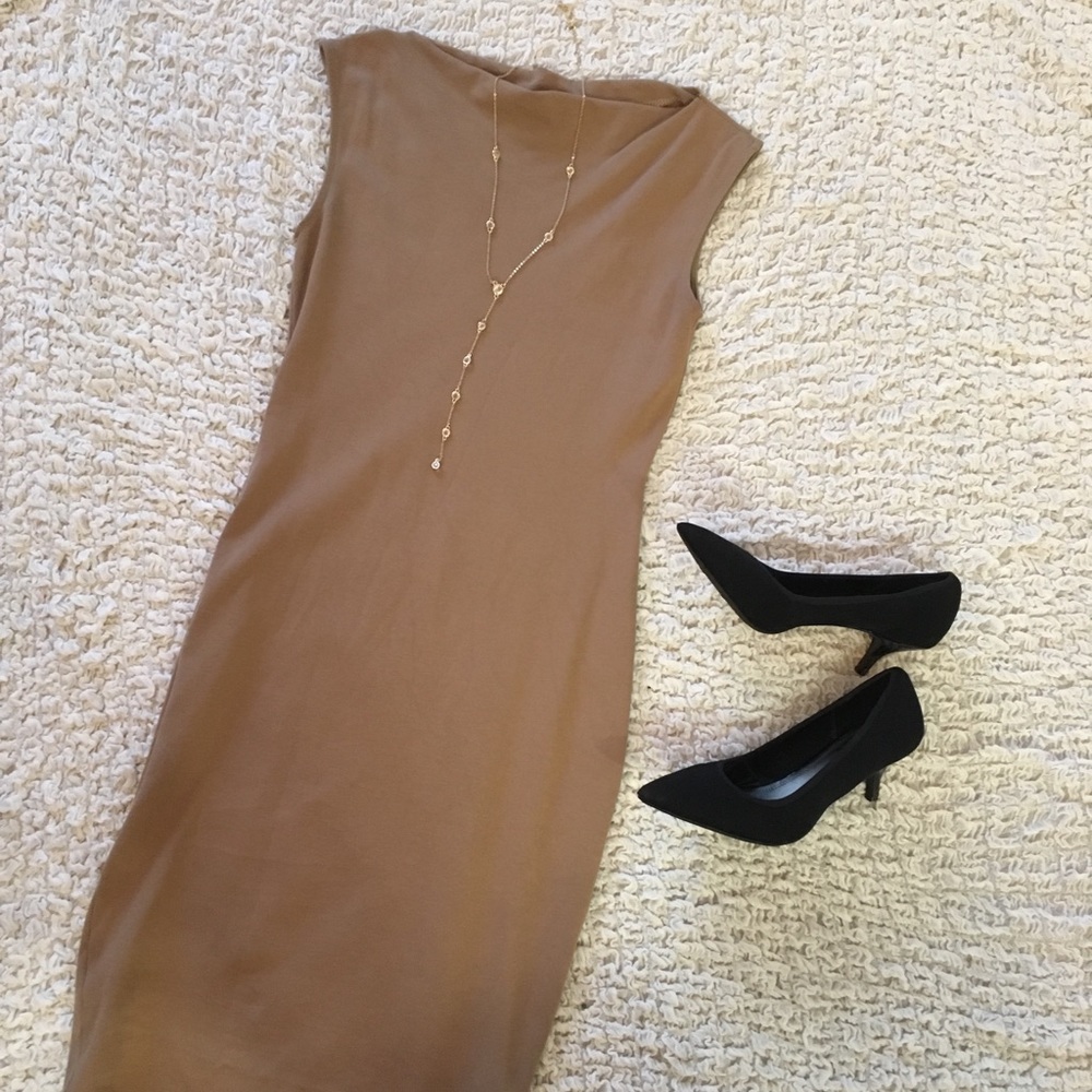Nude boatneck dress